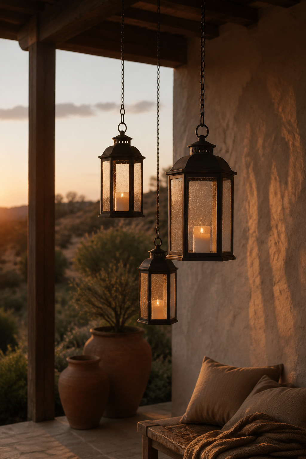 Hanging Outdoor Lantern Trio