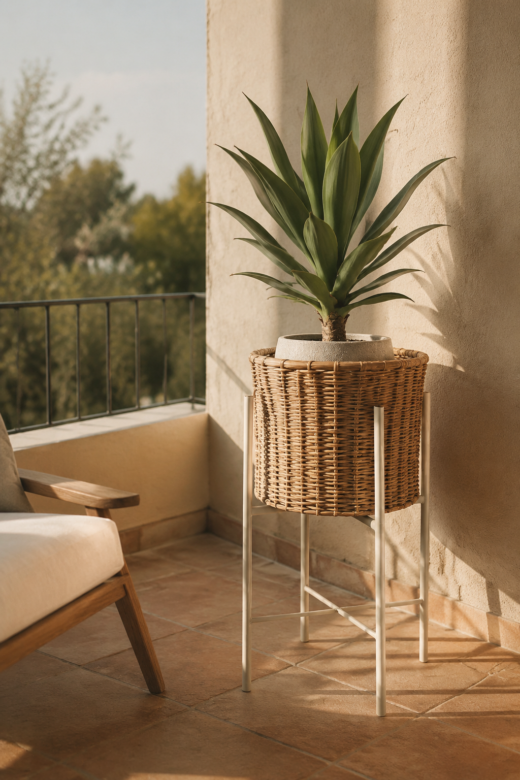 Woven Wicker Plant Stand
